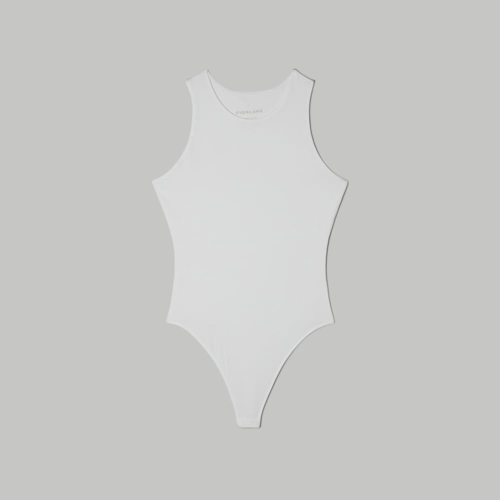 The Cutaway Tank Bodysuit in White — alternate view