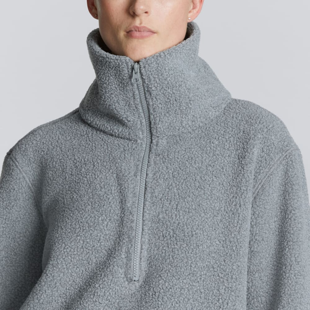 The ReNew Fleece Half-Zip in Heathered Coal — detail view