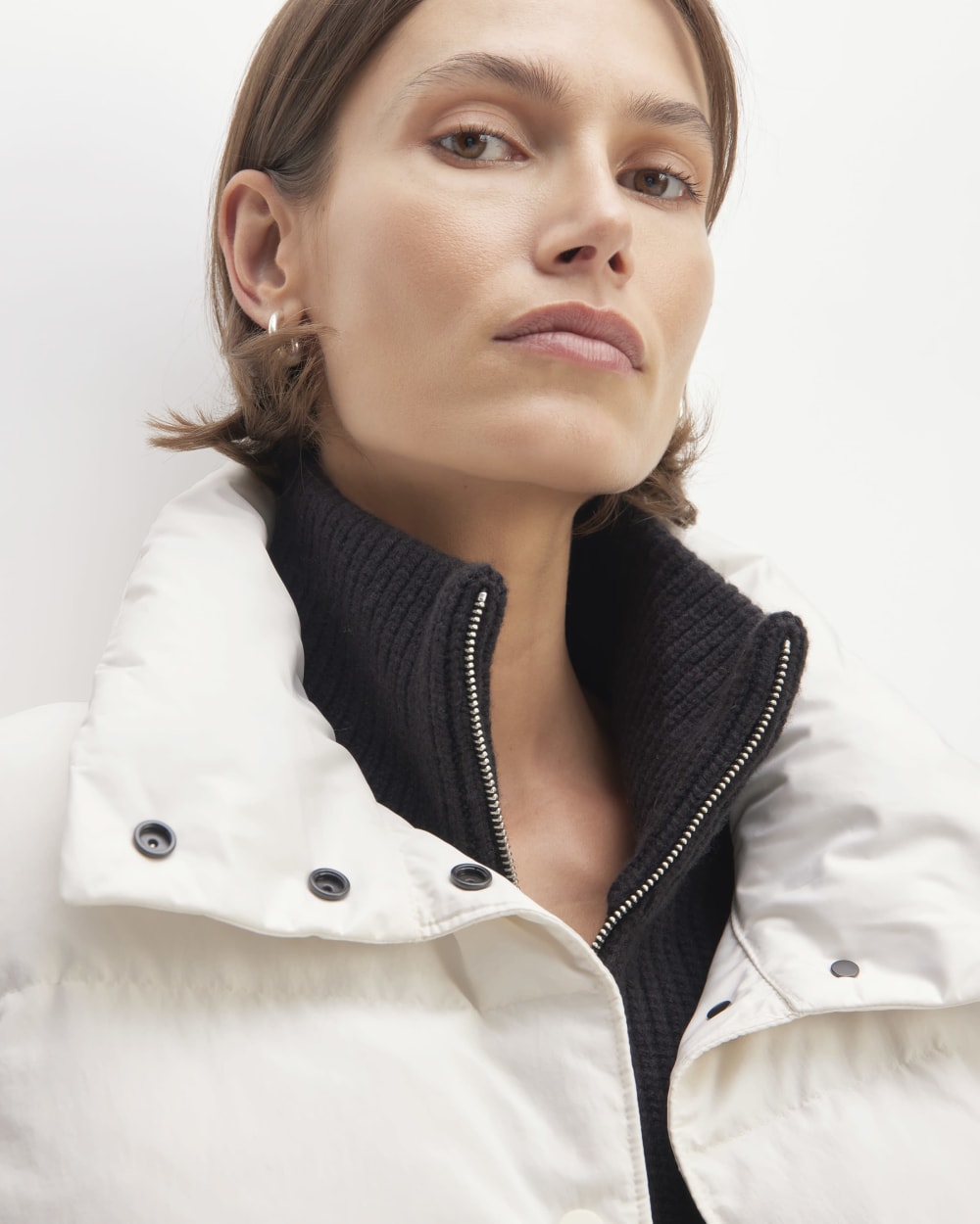 The Puffer Vest in Bone — detail view