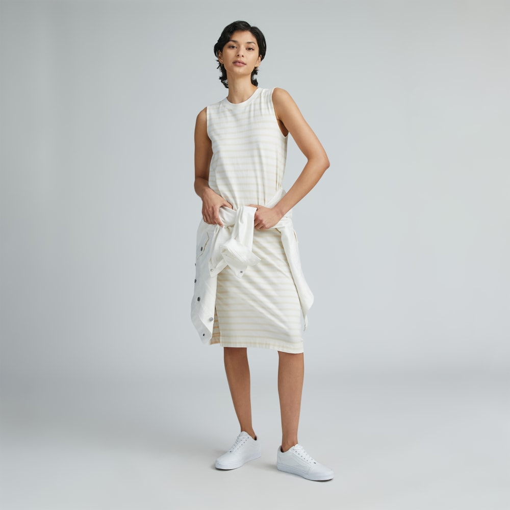 The Weekend Tank Dress in Brazilian Sand / Canvas Tan — front view
