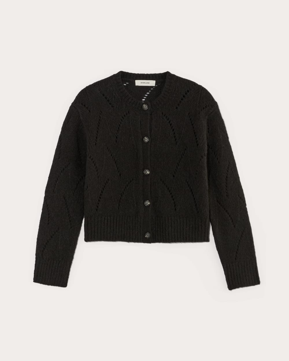 The Pointelle Cardigan in Cloud in Black — alternate view