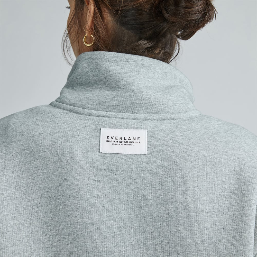 The ReTrack Half-Zip Sweatshirt in Heather Grey — detail view