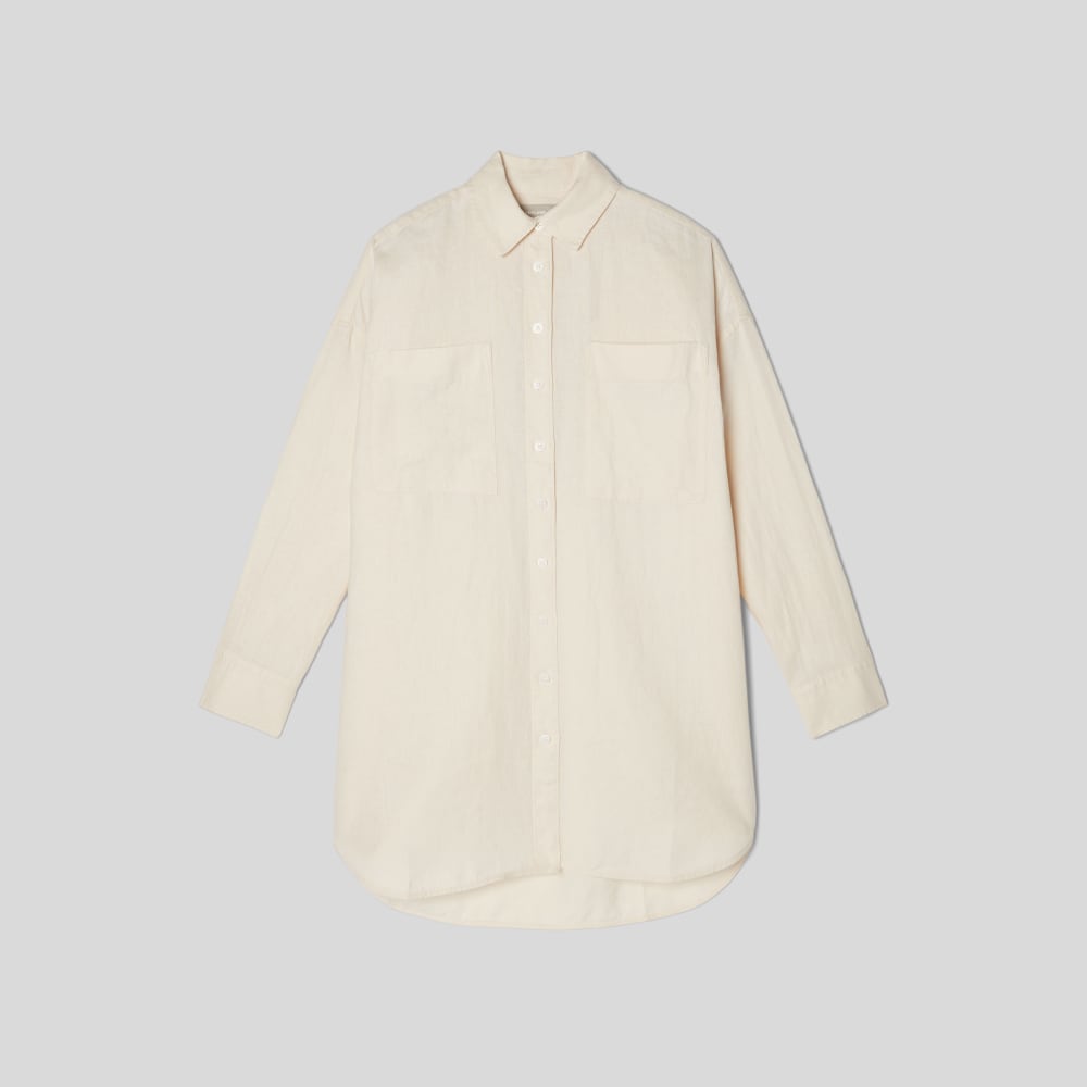 The Way-Long Linen Shirt in Canvas — alternate view