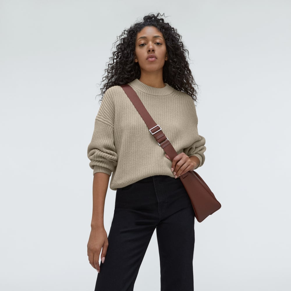 The Texture Cotton Crew in Trench Coat Khaki — detail view
