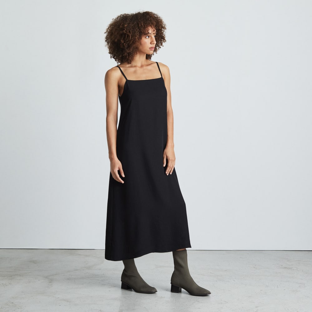 The Japanese GoWeave® Slip Dress in Black — detail view