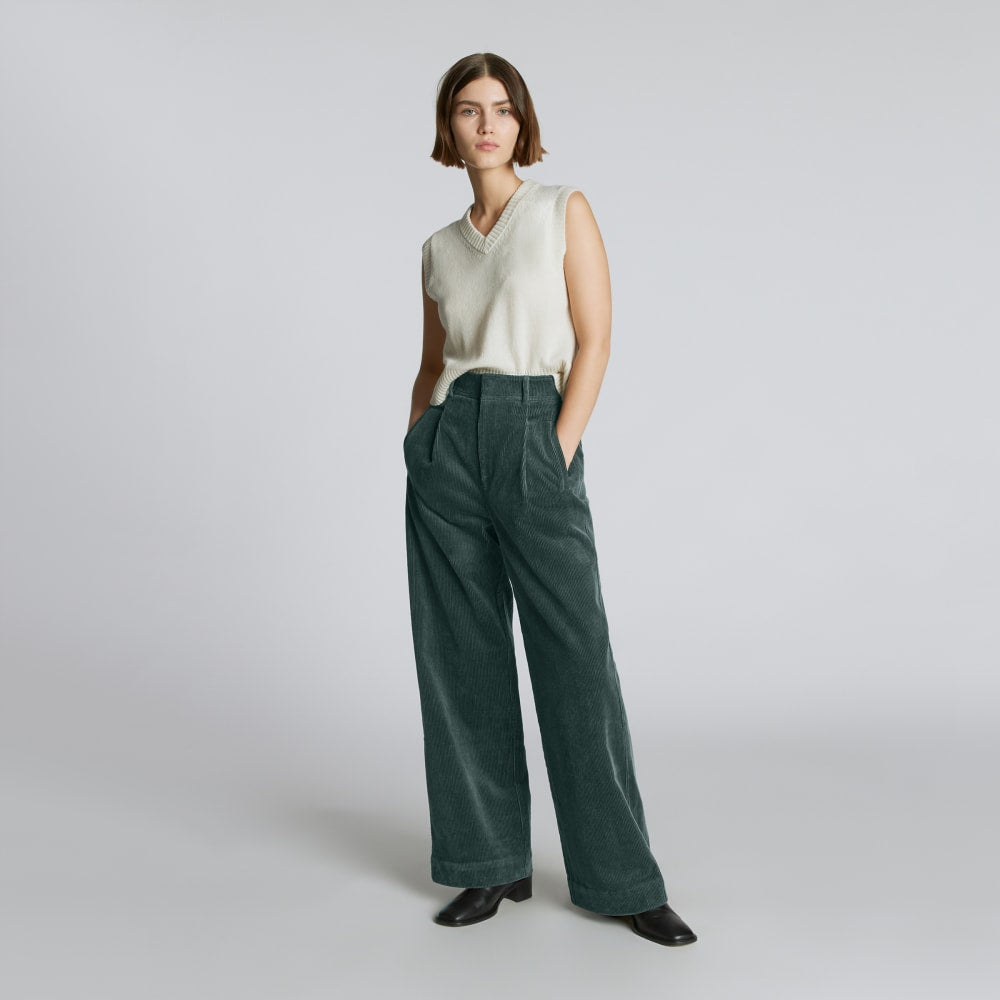 The Corduroy Way-High® Drape Pant in Evergreen — front view