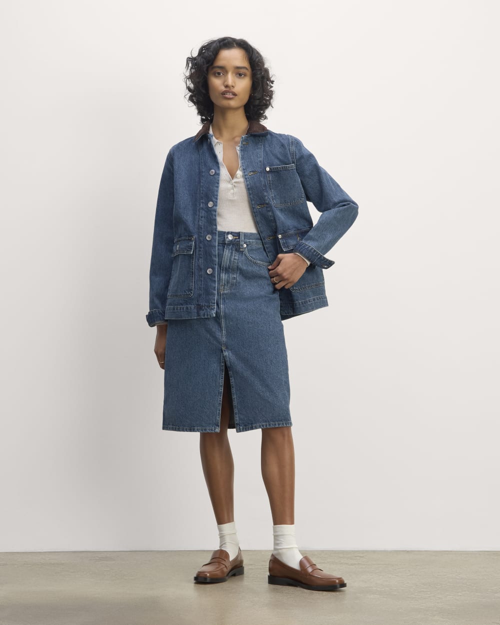 The Mid-Way Skirt in Deep Atlantic — front view