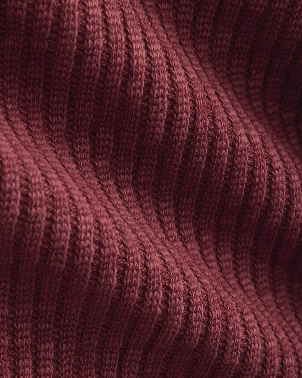 The Cozy Rib Long-Sleeve Tee in Pomegranate — detail view
