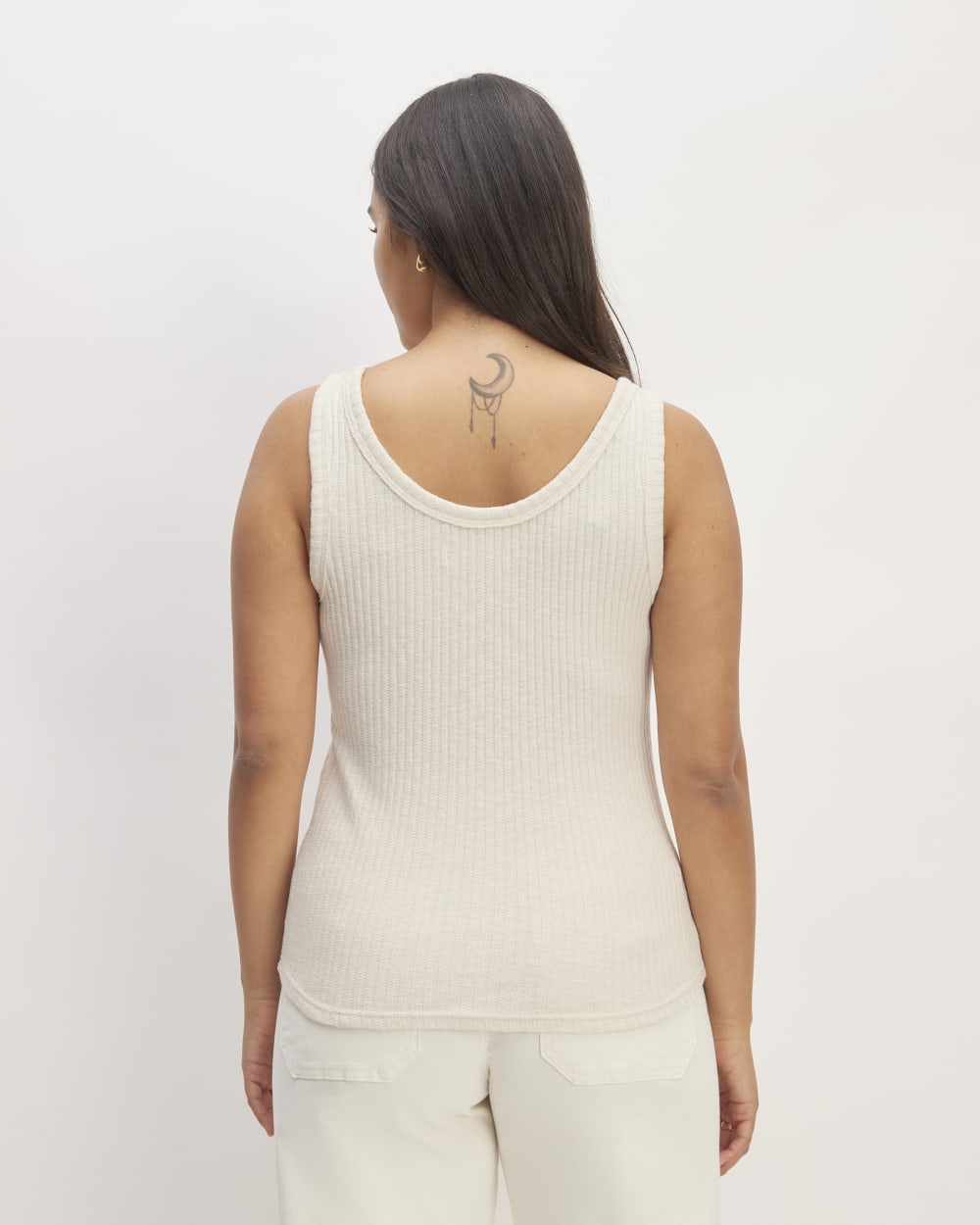 The Cozy Rib Tank in Bone — detail view