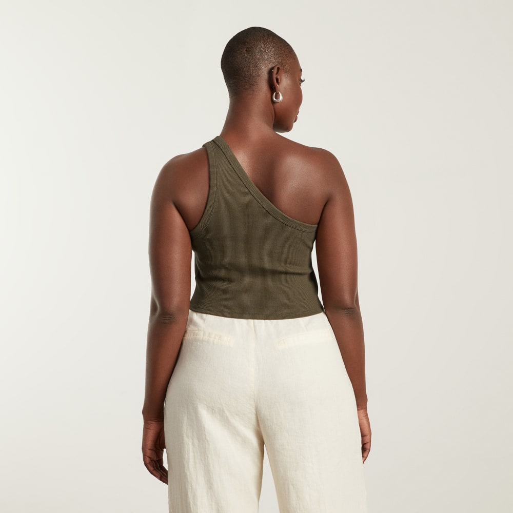 The Ribbed One-Shoulder Tank in Beech — alternate view