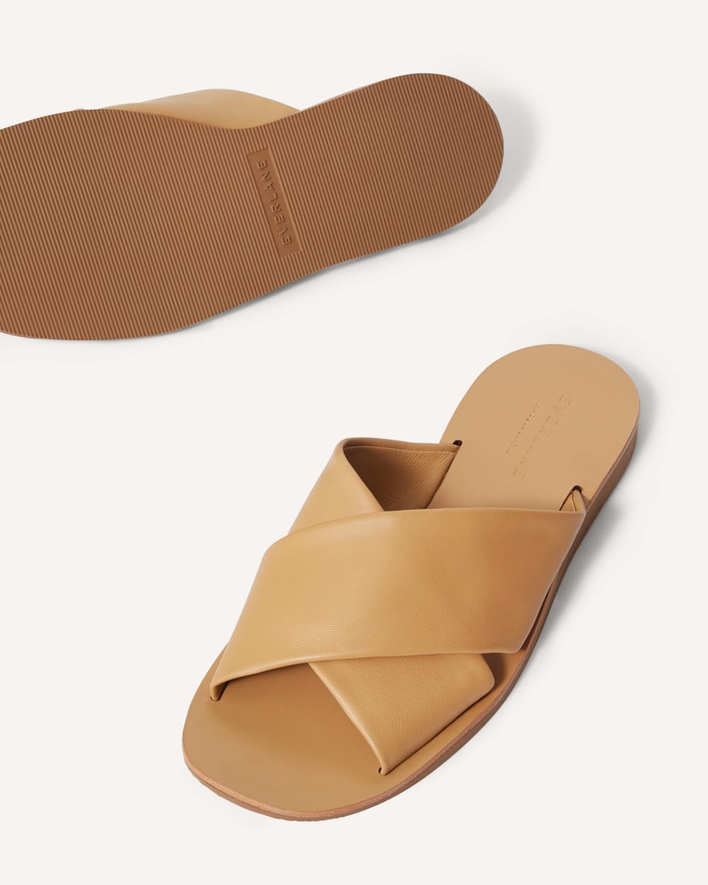 The Day Crossover Sandal in Light Taupe — detail view