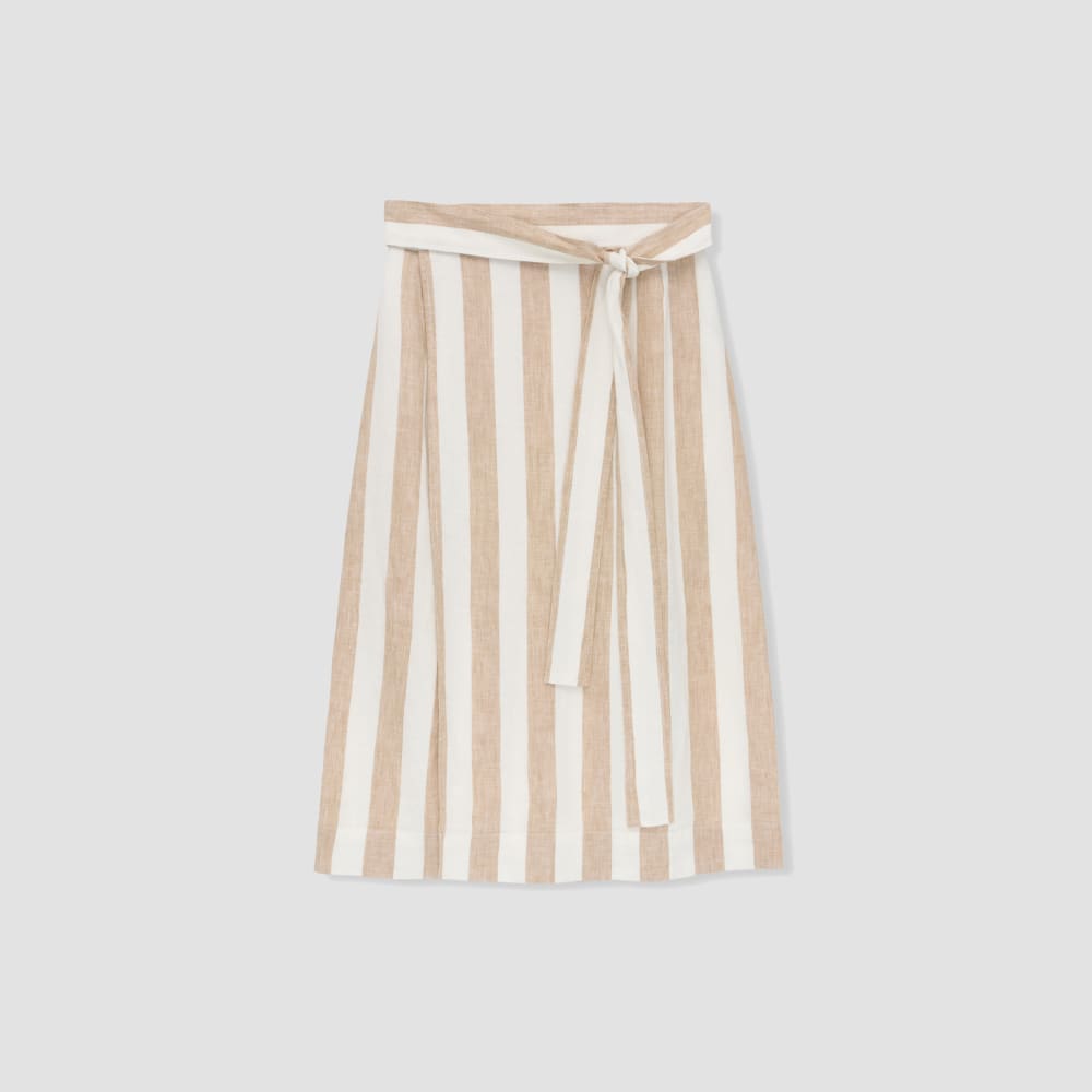 The Linen Wrap Skirt in Bone / Caramel — alternate view
