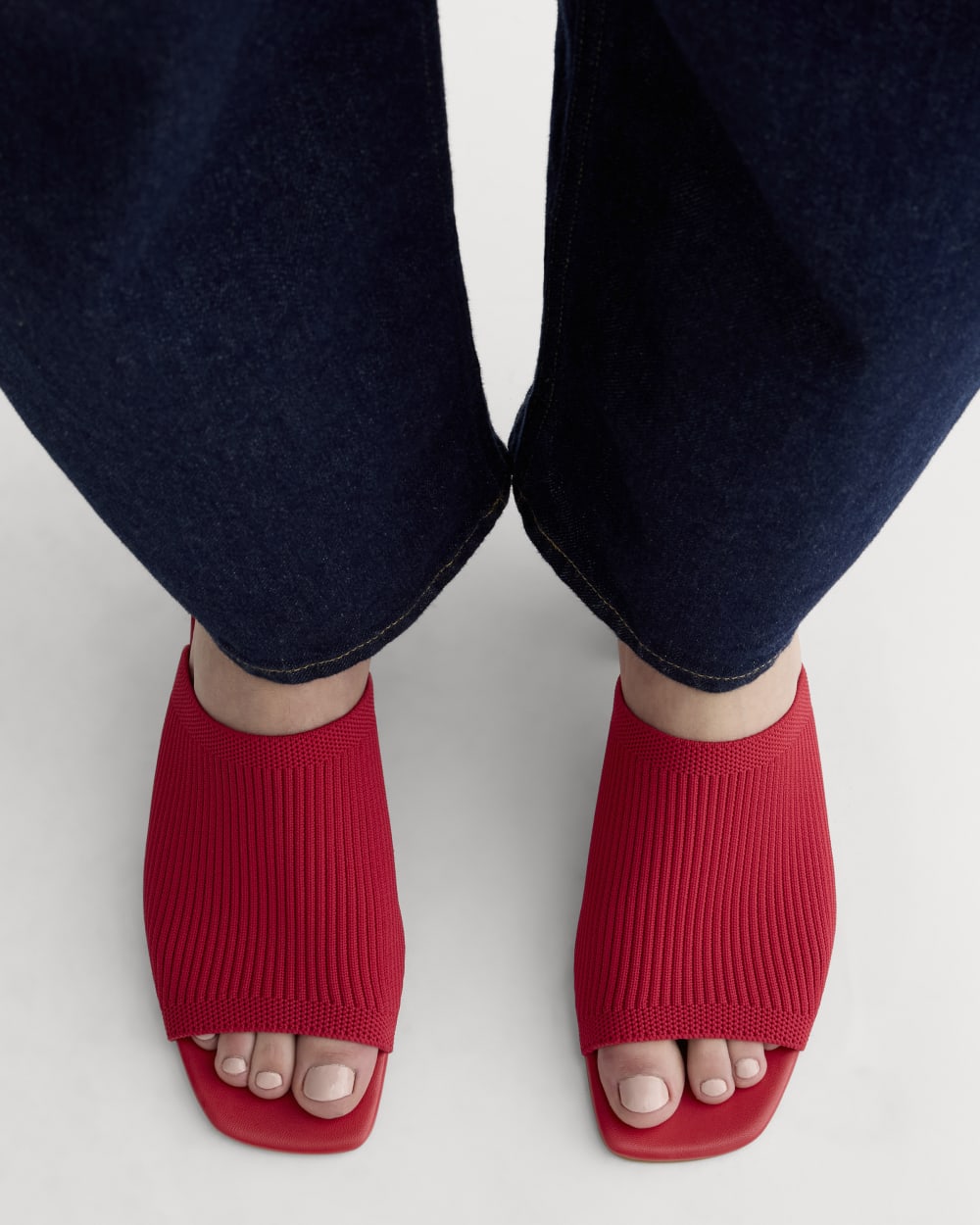 The Glove Mule in ReKnit in Classic Red — detail view