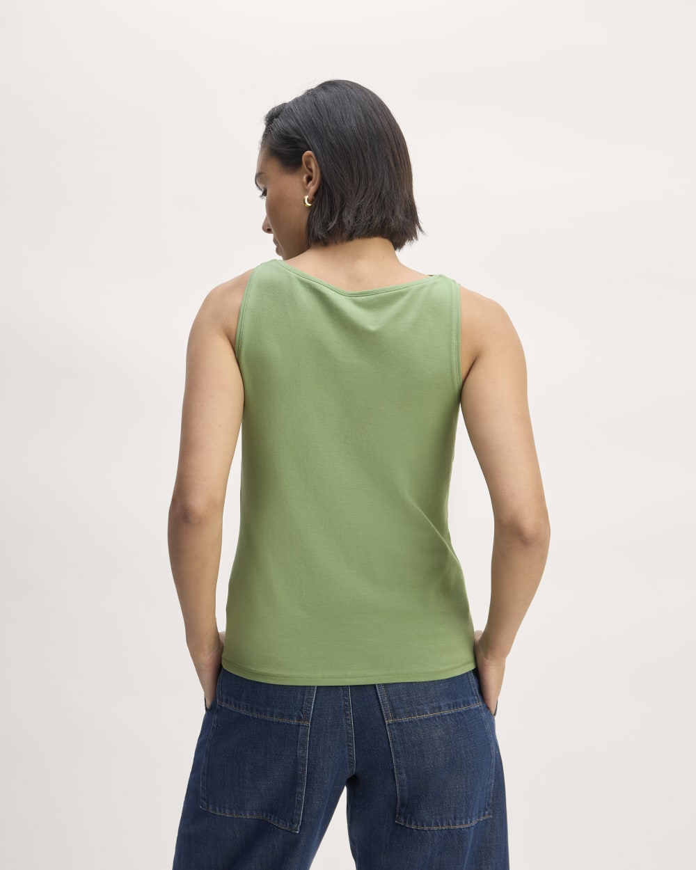 The Form Boatneck Tank in Jade Green — detail view