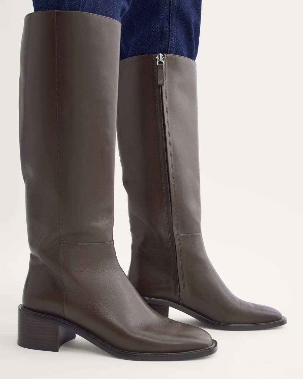 Leather Knee-High City Boot in Deep Brown — alternate view