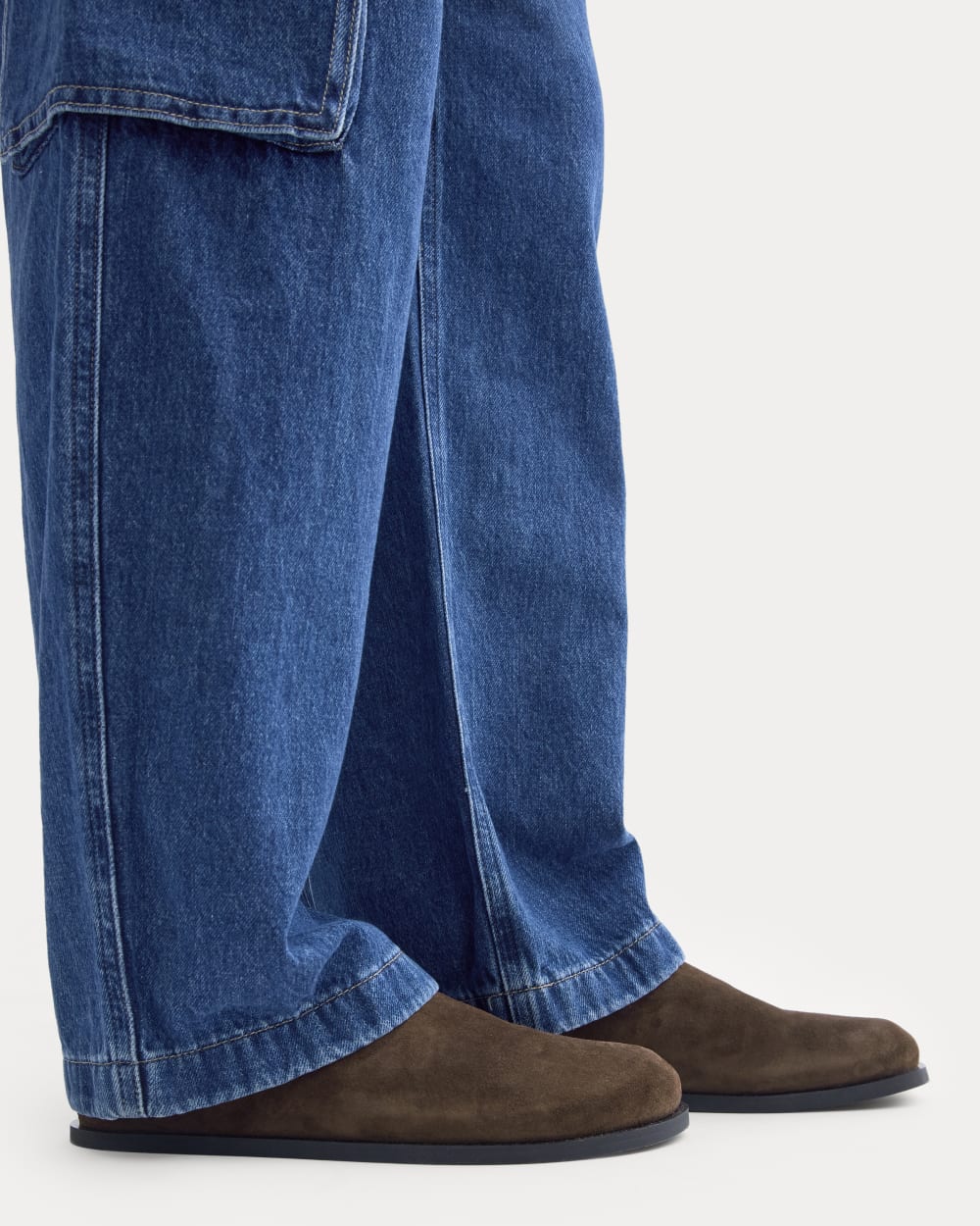 Suede Clog in Deep Brown — detail view