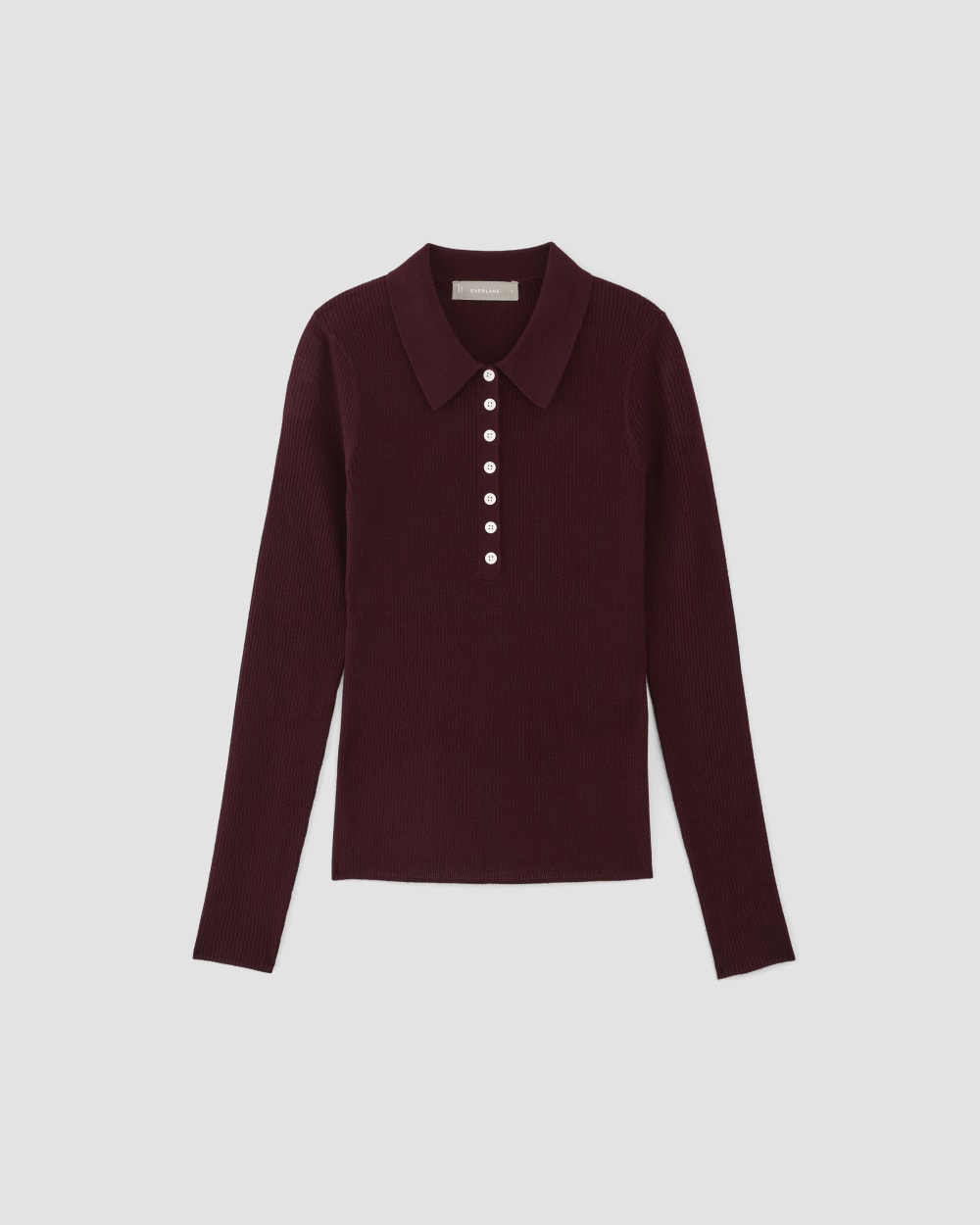 The Polo in Ultrasoft Merino in Burgundy — alternate view