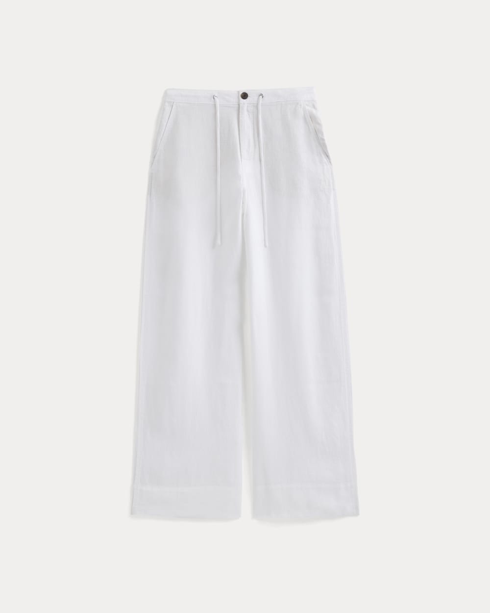 Wide-Leg Drawstring Pant in Linen in White — alternate view