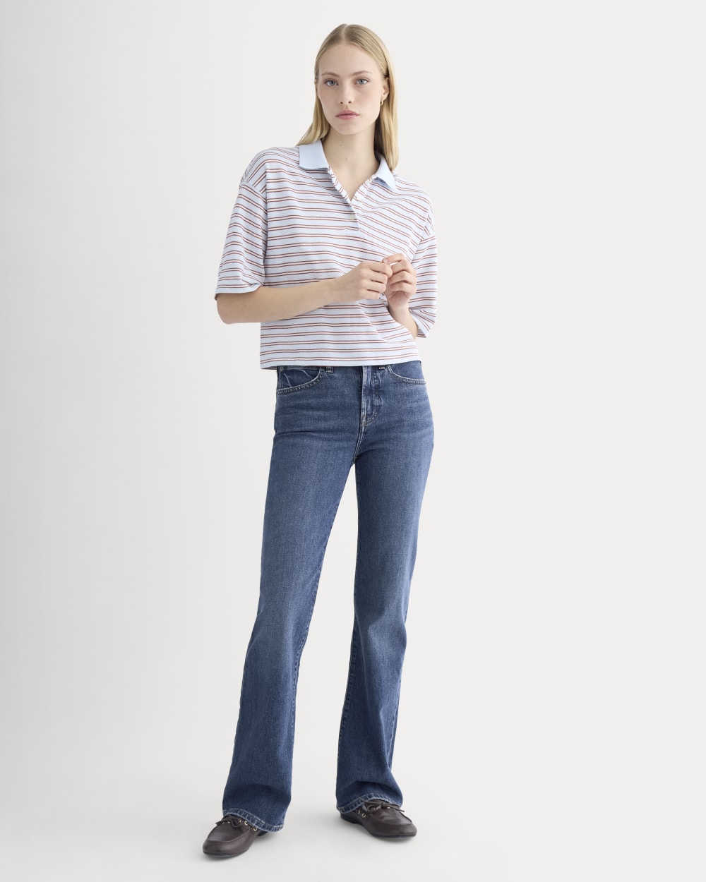 High-Rise Slim Bootcut Jean in Dark Indigo — detail view