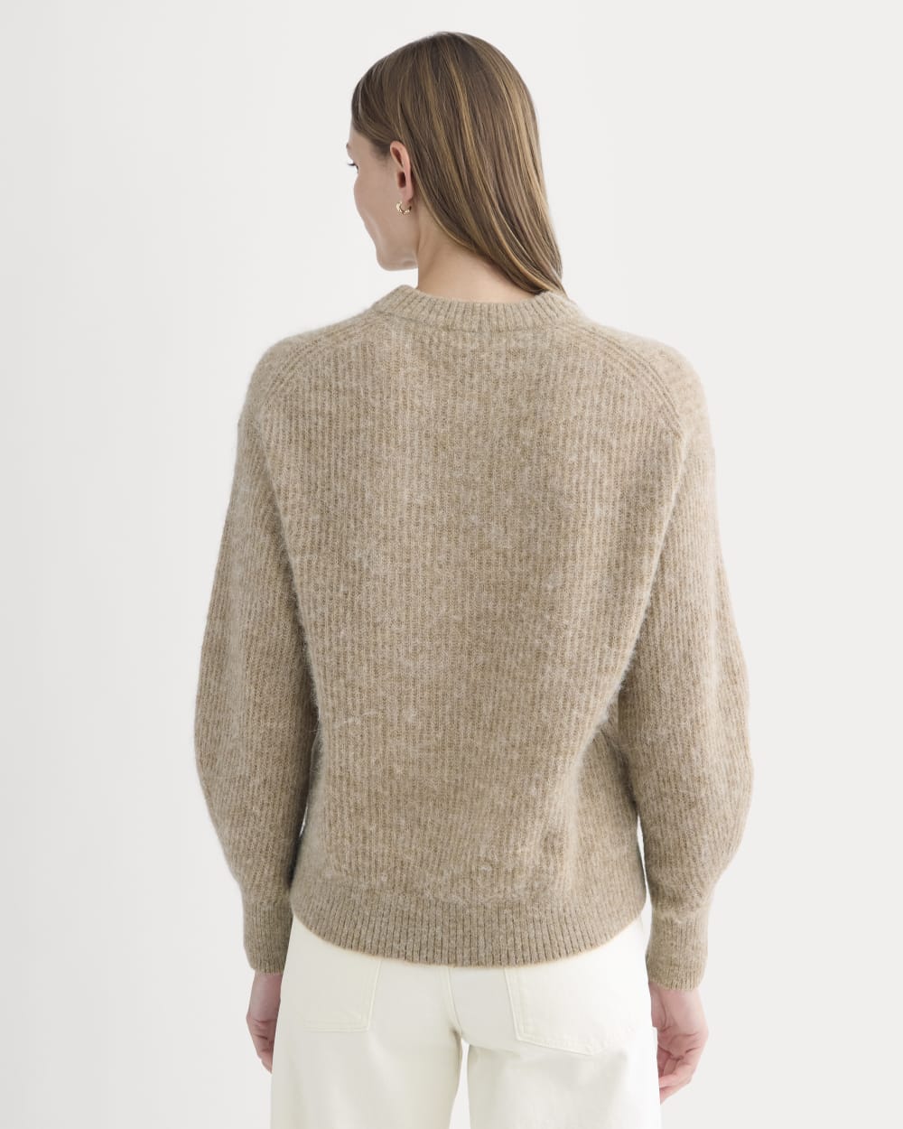 The Cocoon Crew in Alpaca in Dark Heathered Camel — detail view