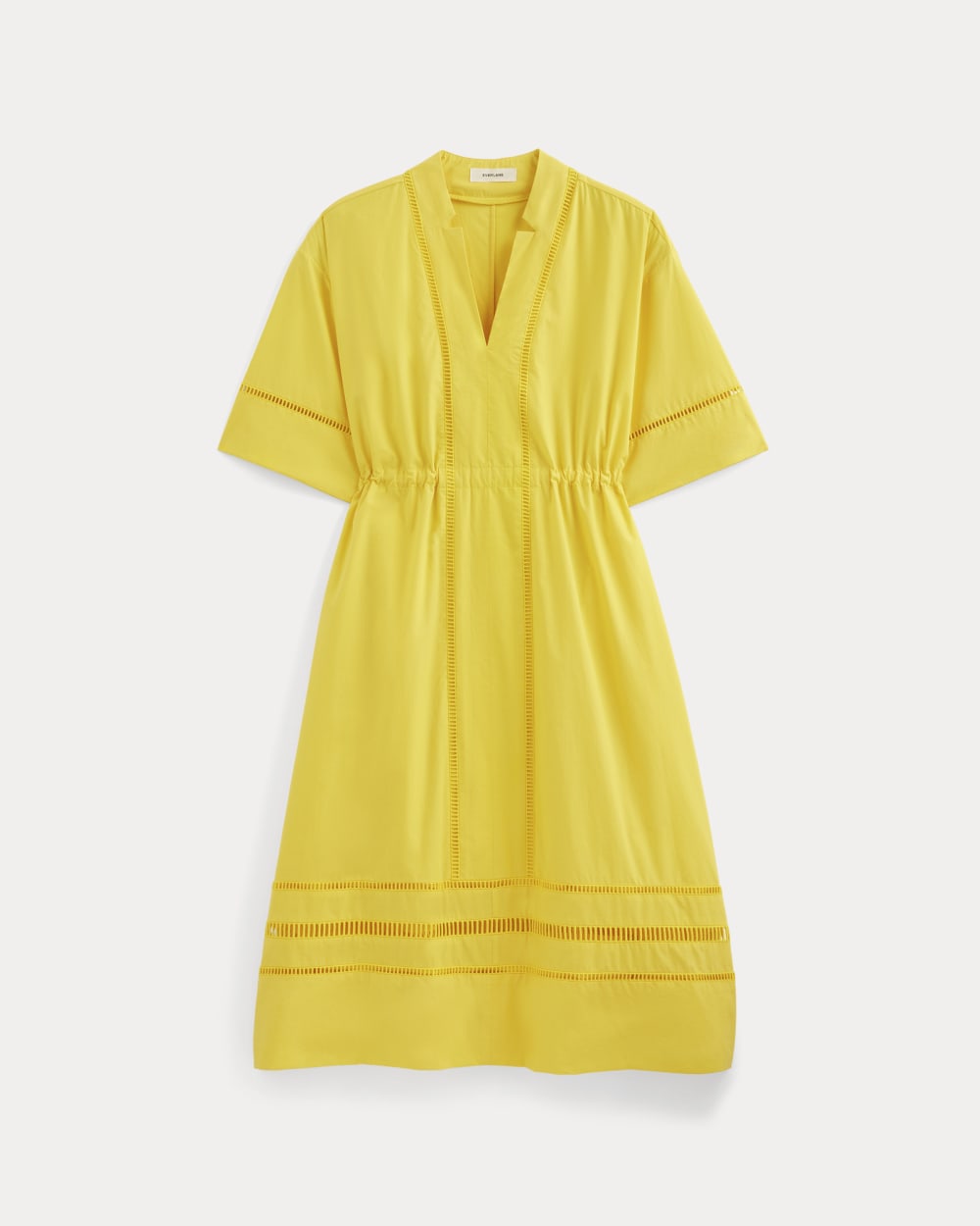 The Lace Trim Caftan Dress in High Visibility Yellow — alternate view