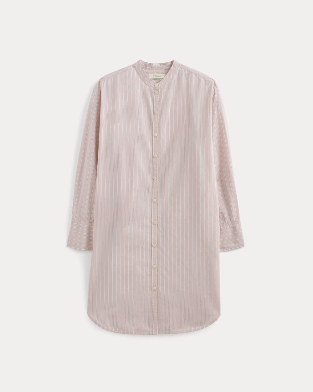 The Relaxed Shirt Dress in Ultrasoft Cotton in Pink / White — alternate view