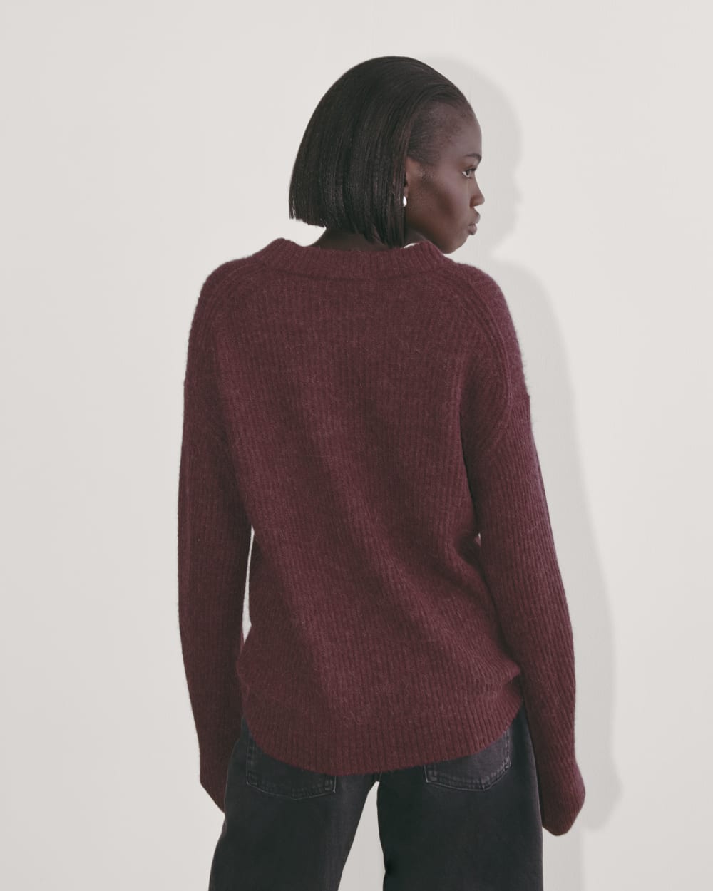 The Cocoon Crew in Alpaca in Burgundy — detail view