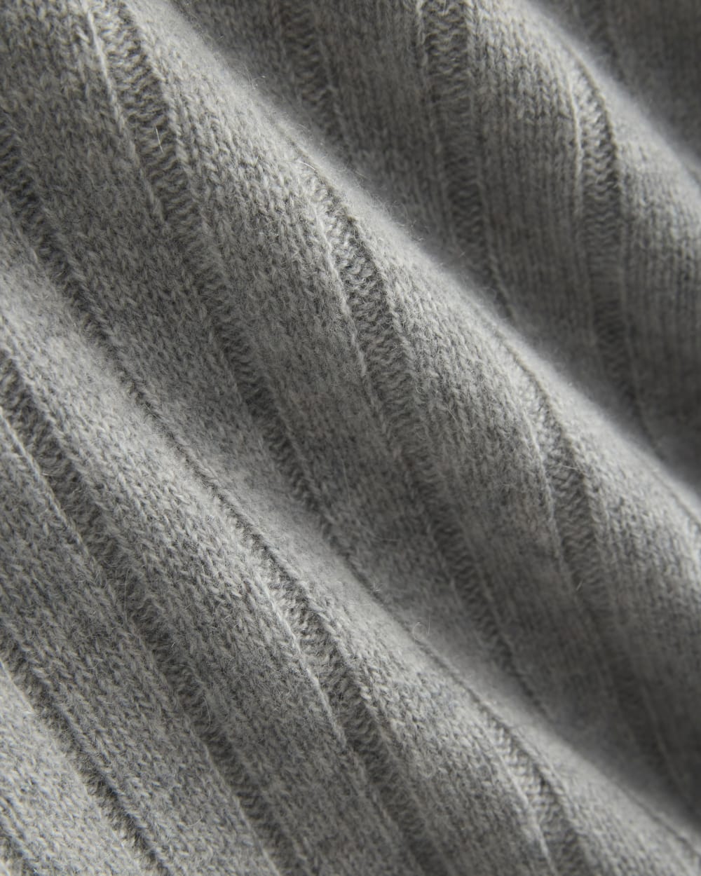 Mix Ribbed Crew in Cashmere in Light Heather Grey — detail view