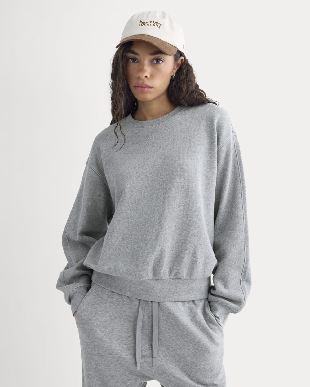 Lightweight Terry Blouson Crew in Vintage Heather Grey — front view