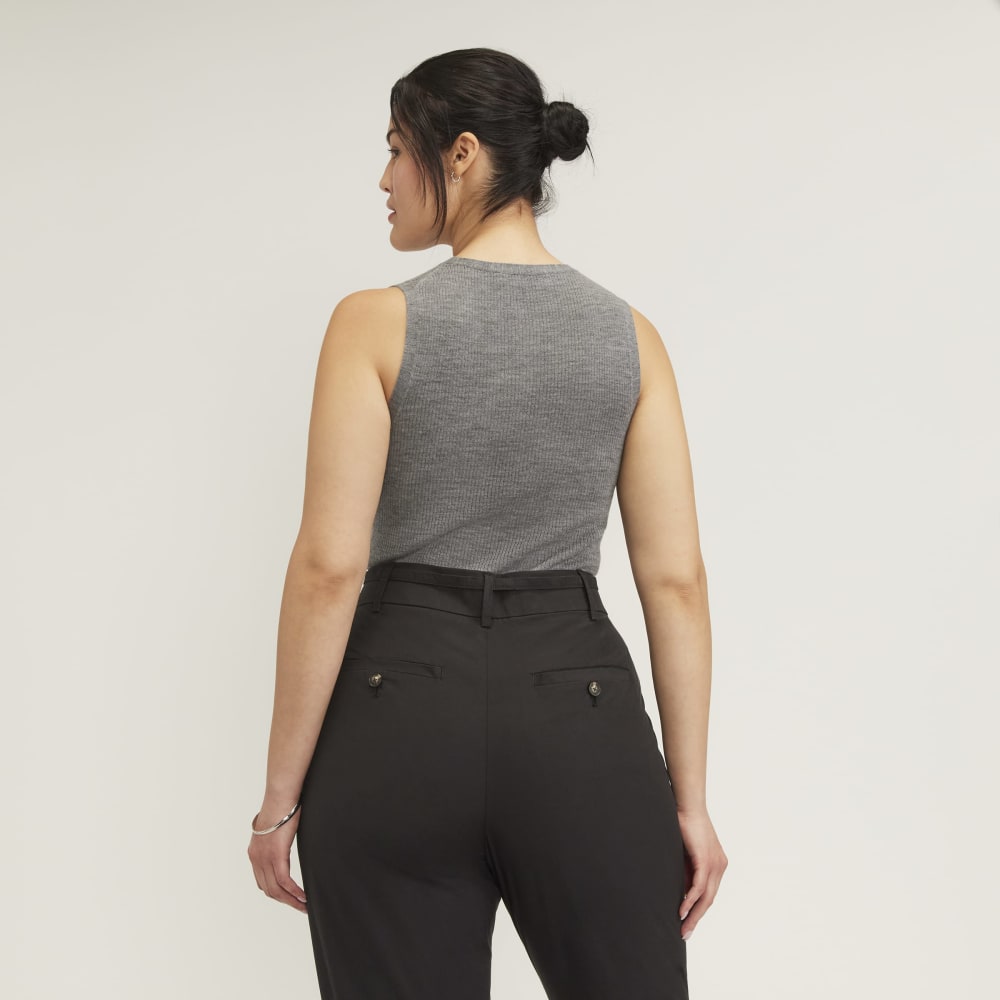 The Tank in Ultrasoft Merino in Heather Mid Grey — detail view
