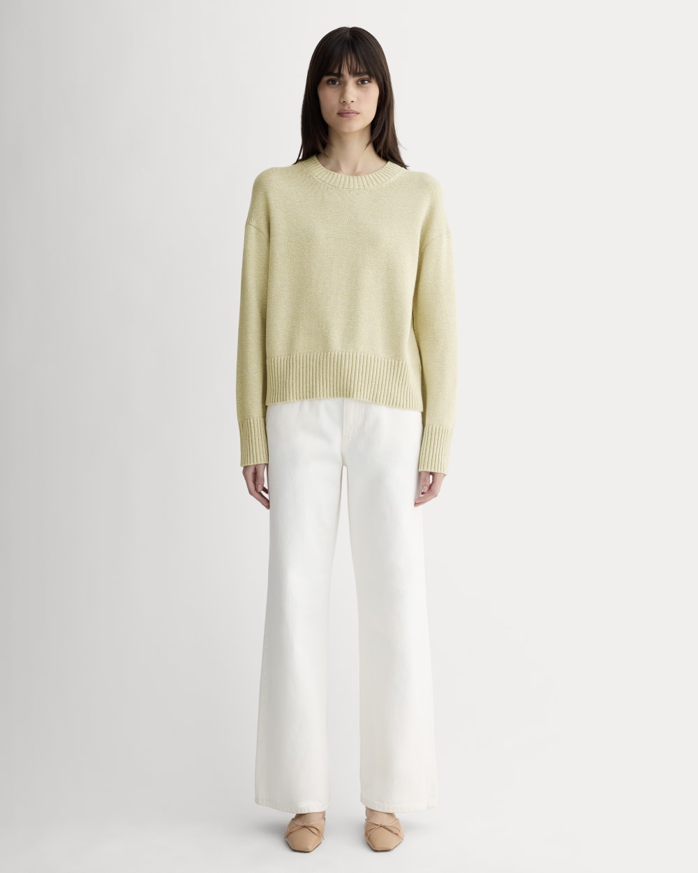 The Boxy Sweater in Everyday Cotton in Mojave Desert / Natural — detail view