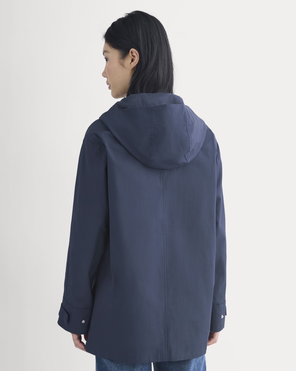 Hooded Field Jacket in Navy — detail view
