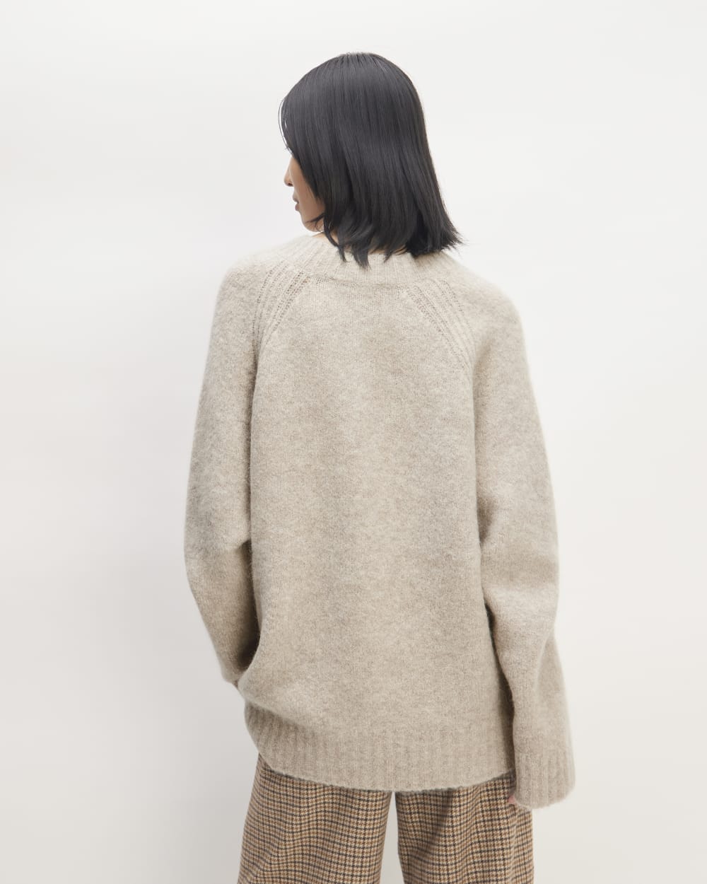 The SuperFuzz Alpaca Crew in Light Oat — detail view