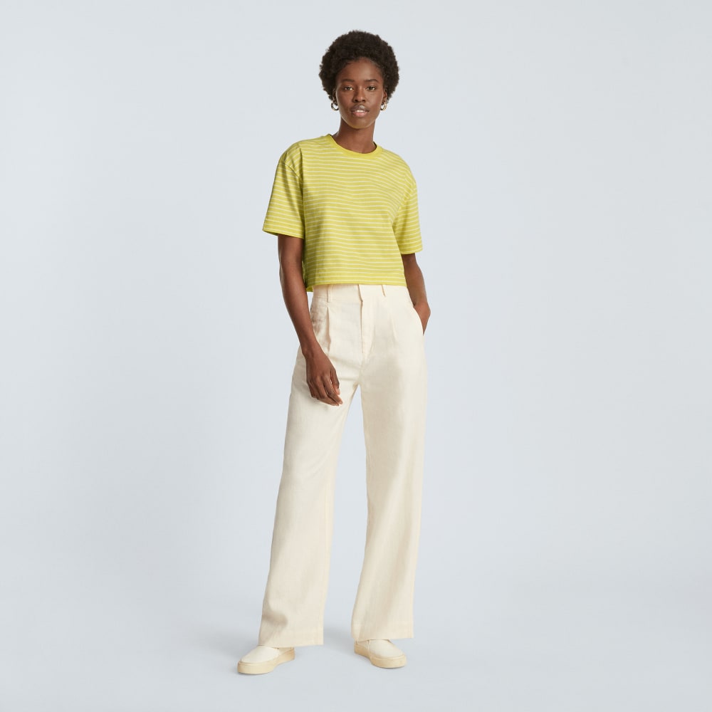 The Organic Cotton Cropped Tee in Acacia / Tan — detail view