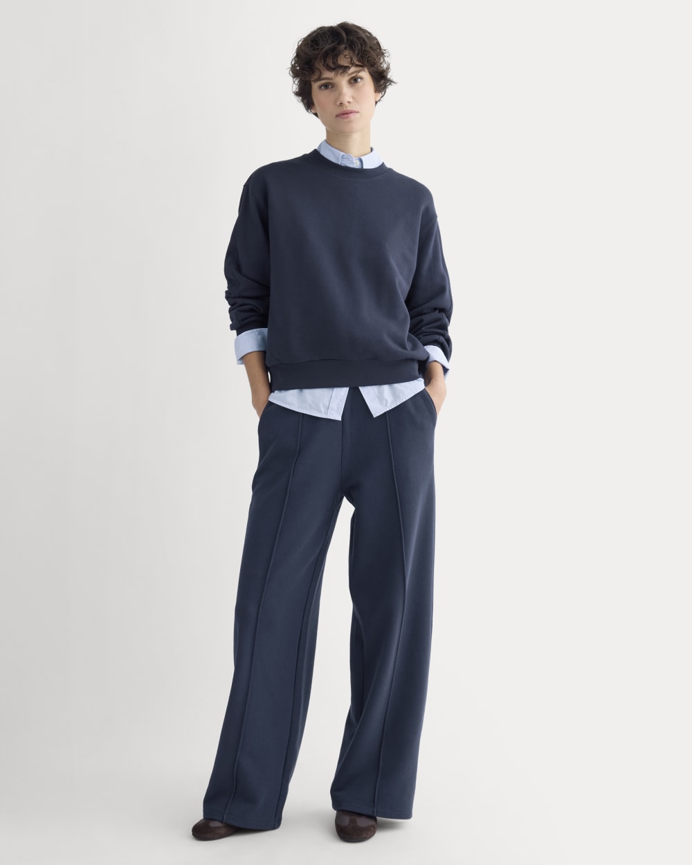 Lightweight Terry Blouson Crew in Navy — detail view