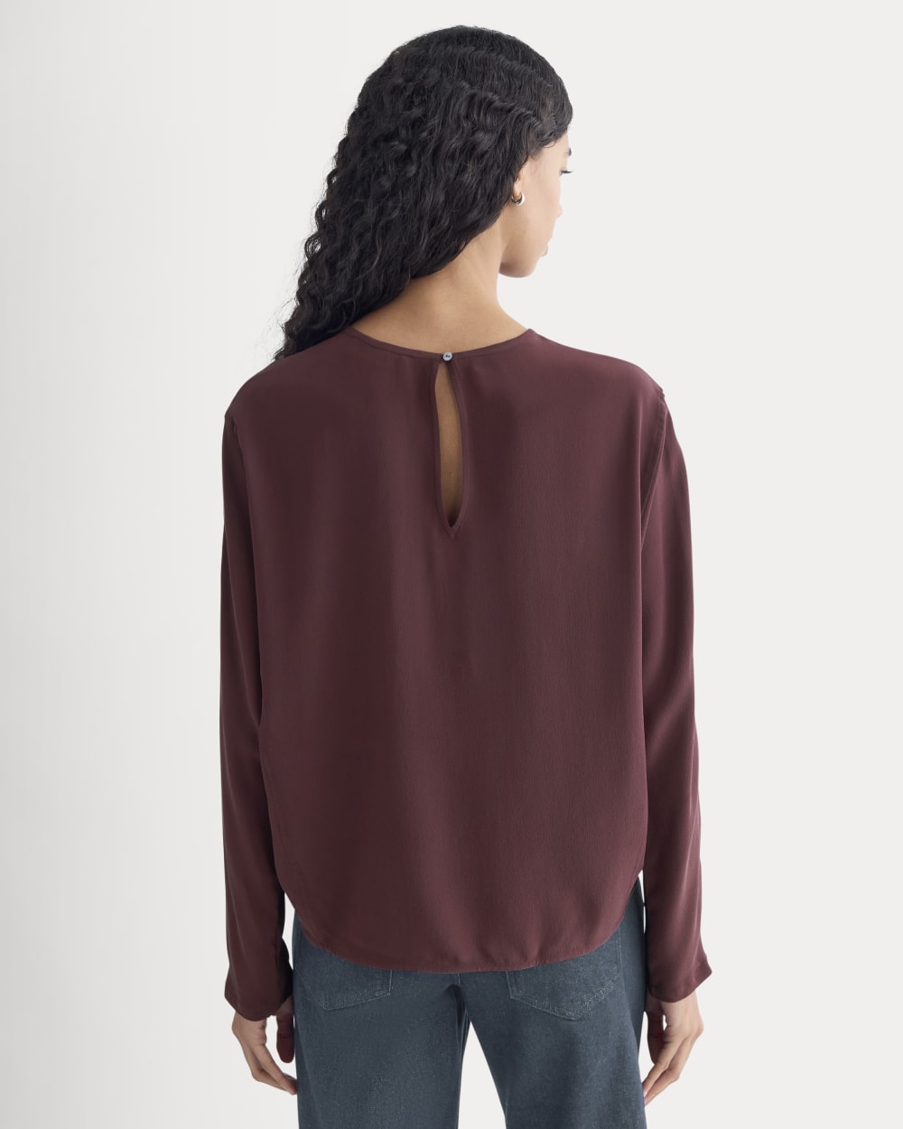 Dolman Top in Washable Silk in Deep Plum — detail view