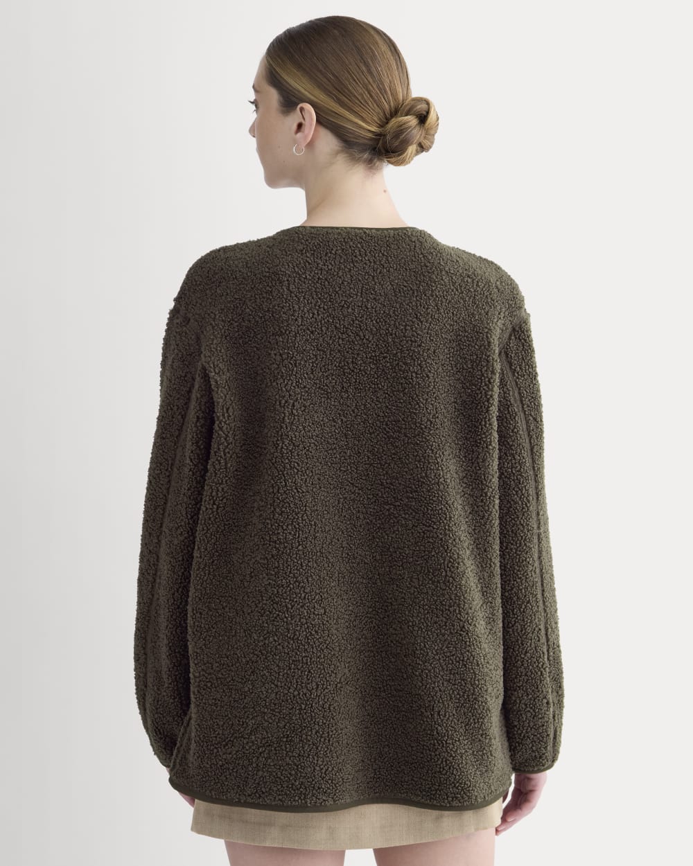 Reversible Teddy Jacket in Coffee Bean — detail view