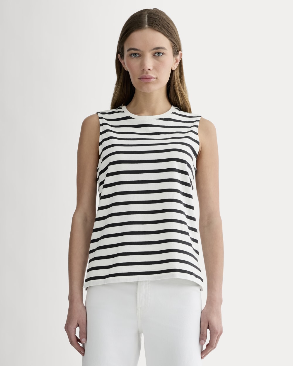 The Mariner Tank in Black / Canvas Tan — front view