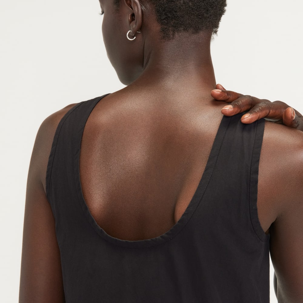 The Poplin Summer Dress in Black — detail view