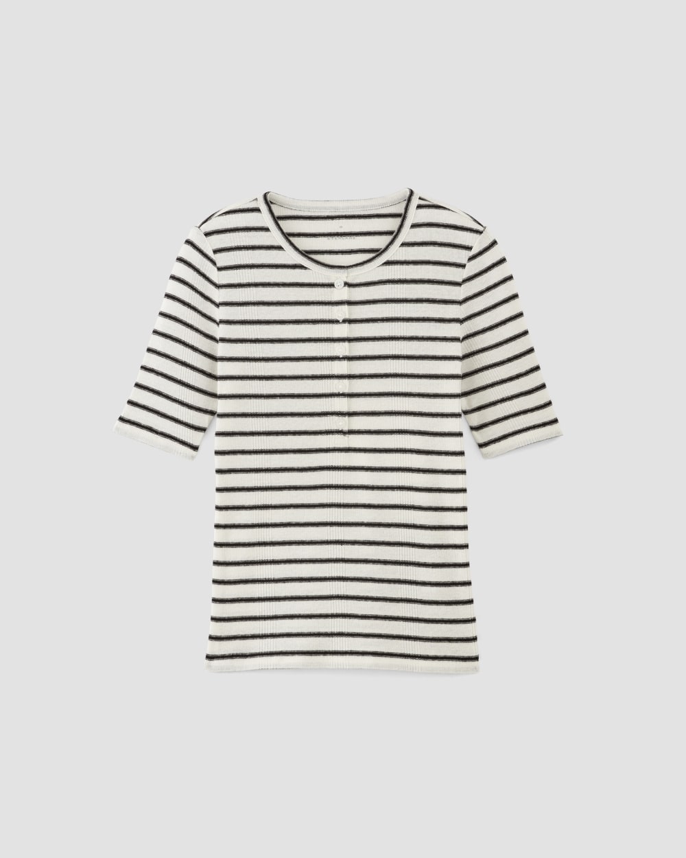 The Vintage Rib Henley in Bone / Black — alternate view