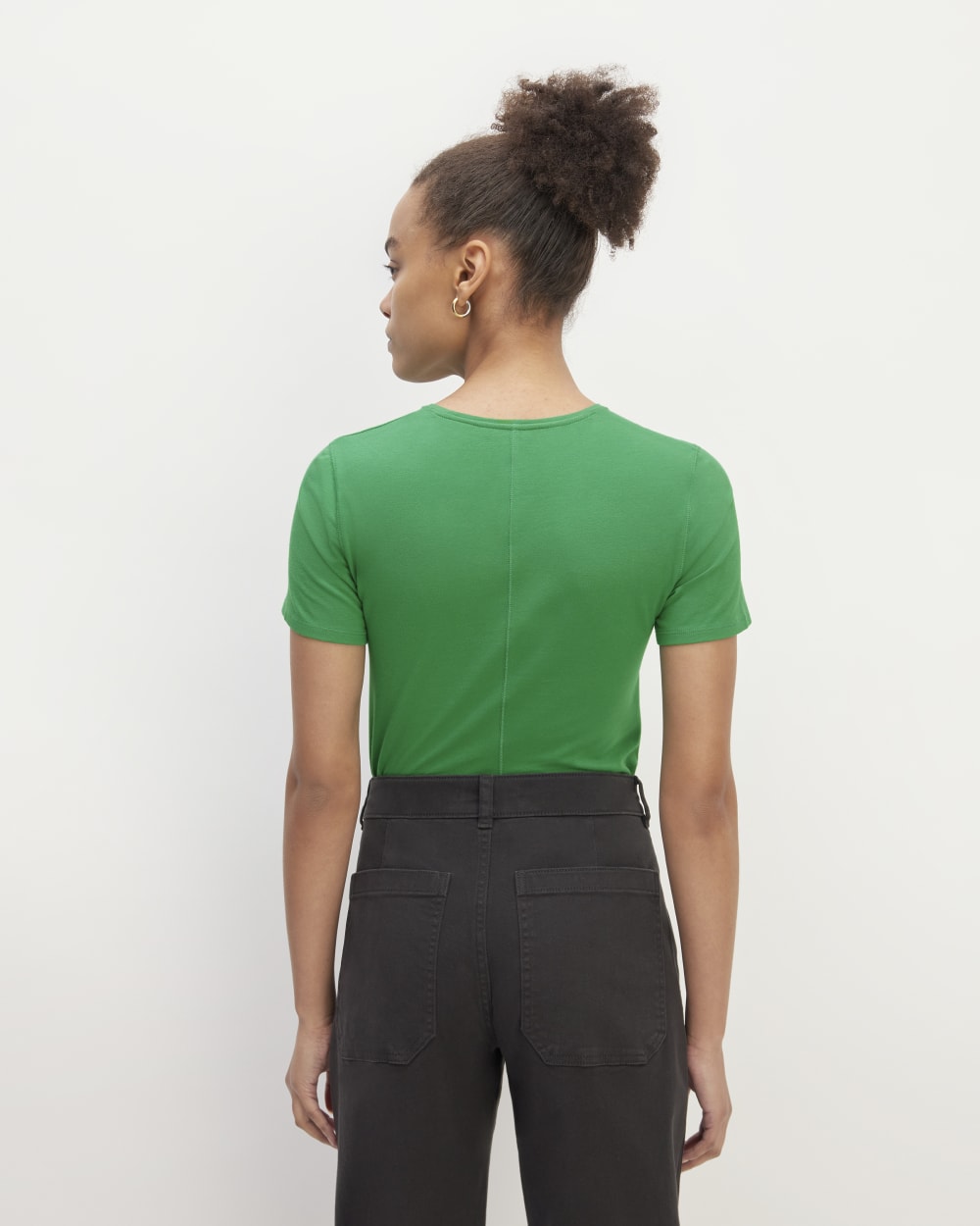 The Supima® Form Crew Neck Tee in Grass Green — detail view