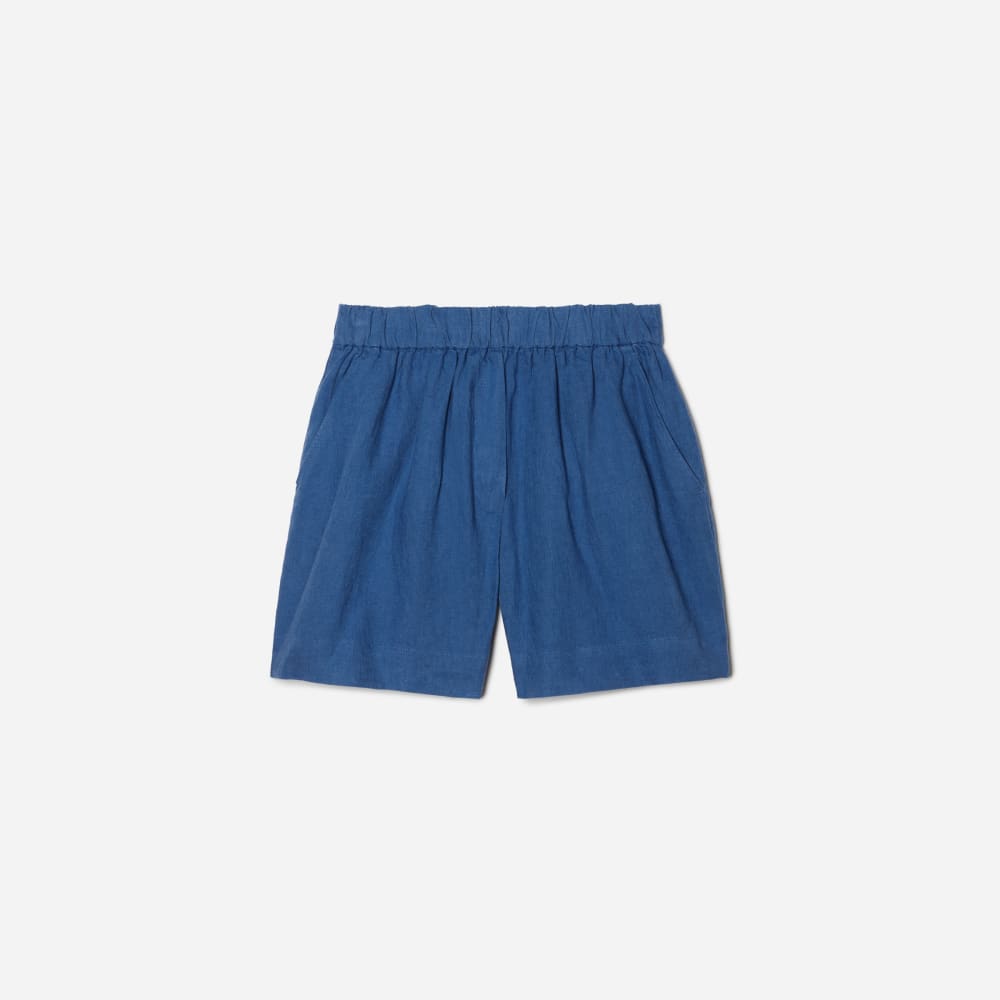 The Linen Boxer Short in Deep Blue — front view