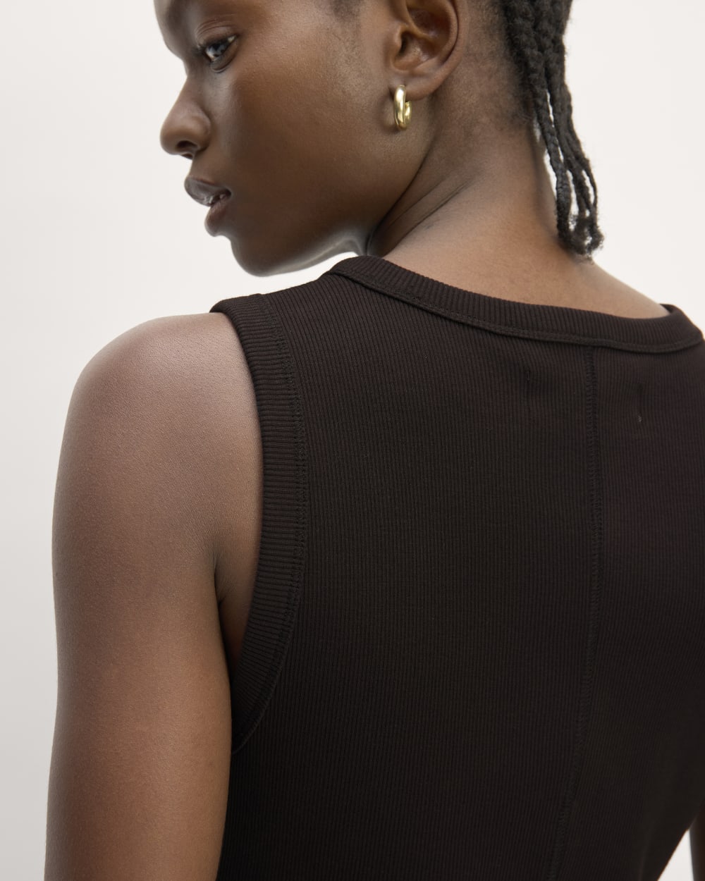 The Ribbed Mini Dress in Black — detail view