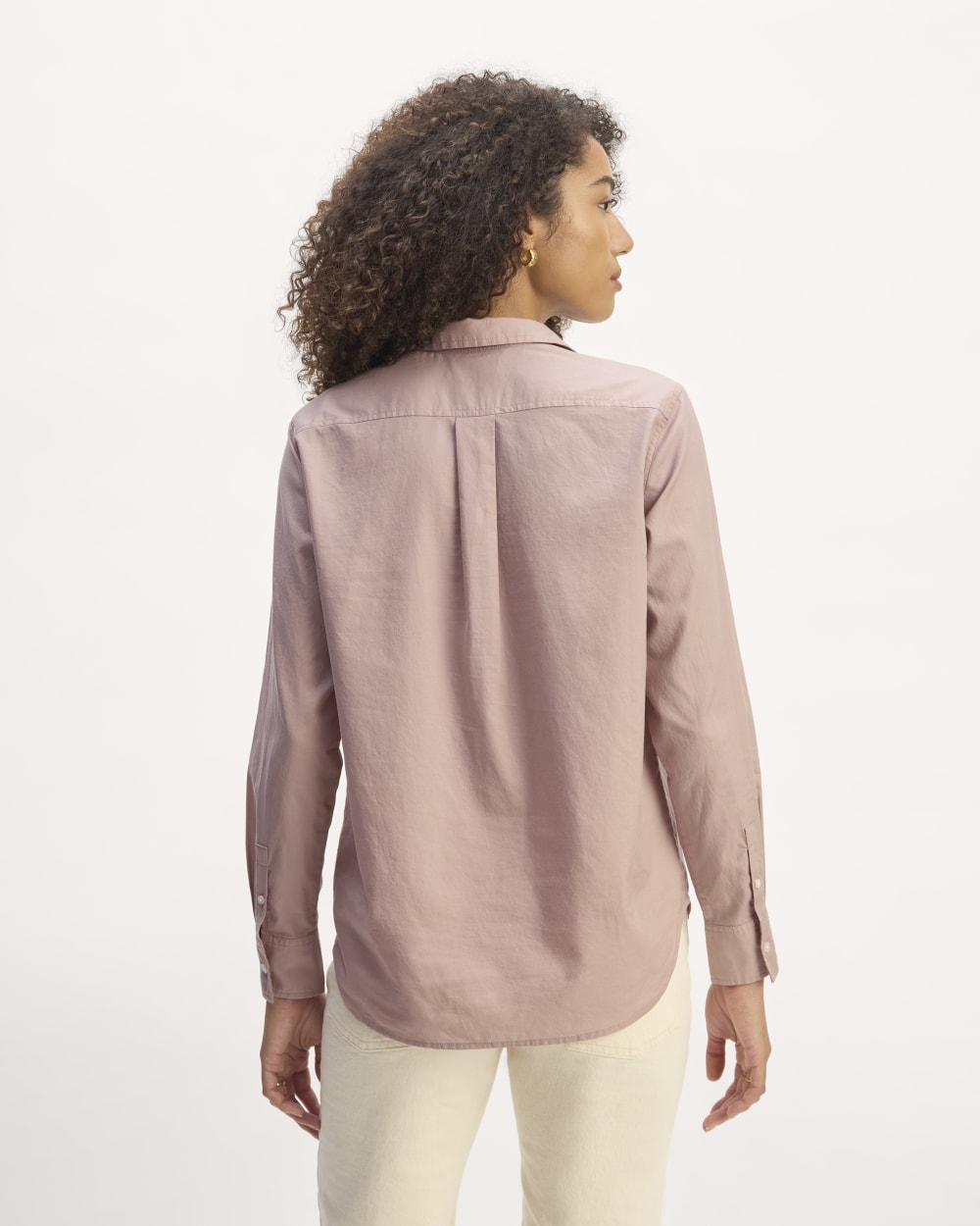 The Must-Have Shirt in Silky Cotton in Dusty Rose — detail view