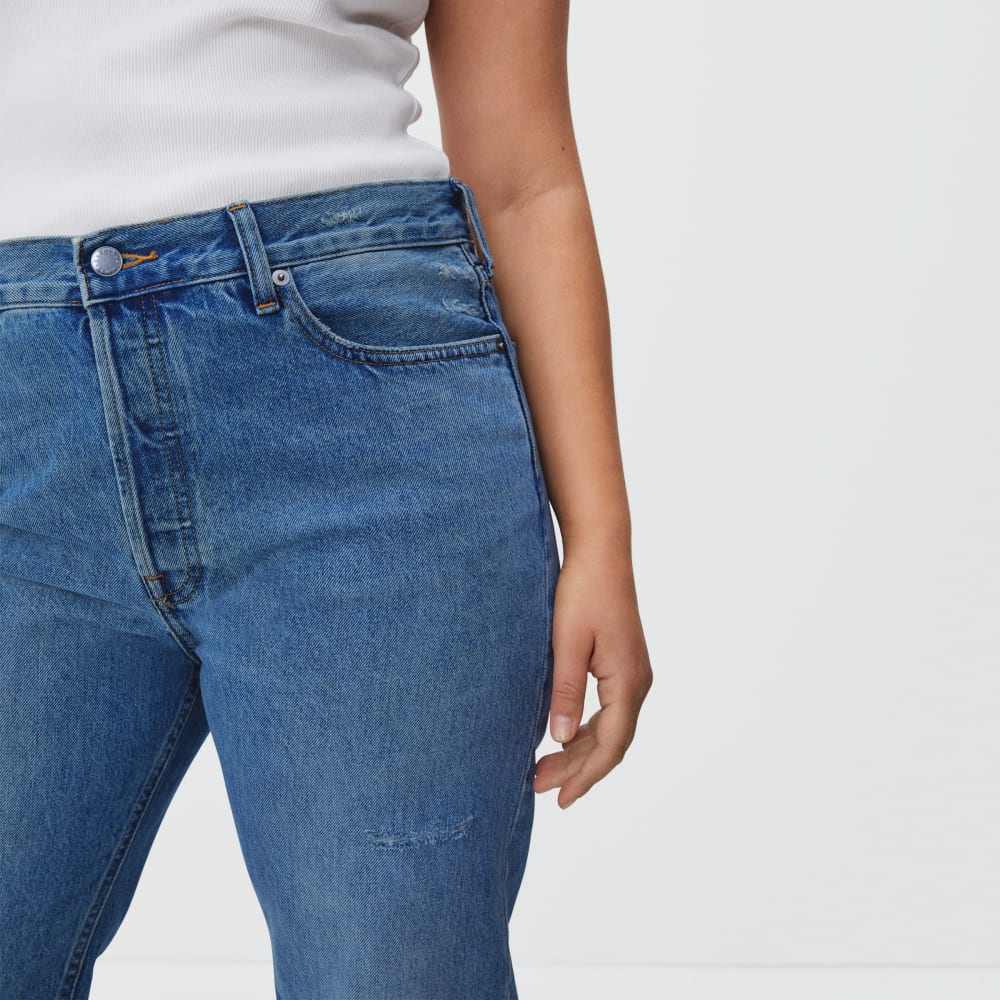 The Rigid Slouch Jean in Washed Indigo — detail view