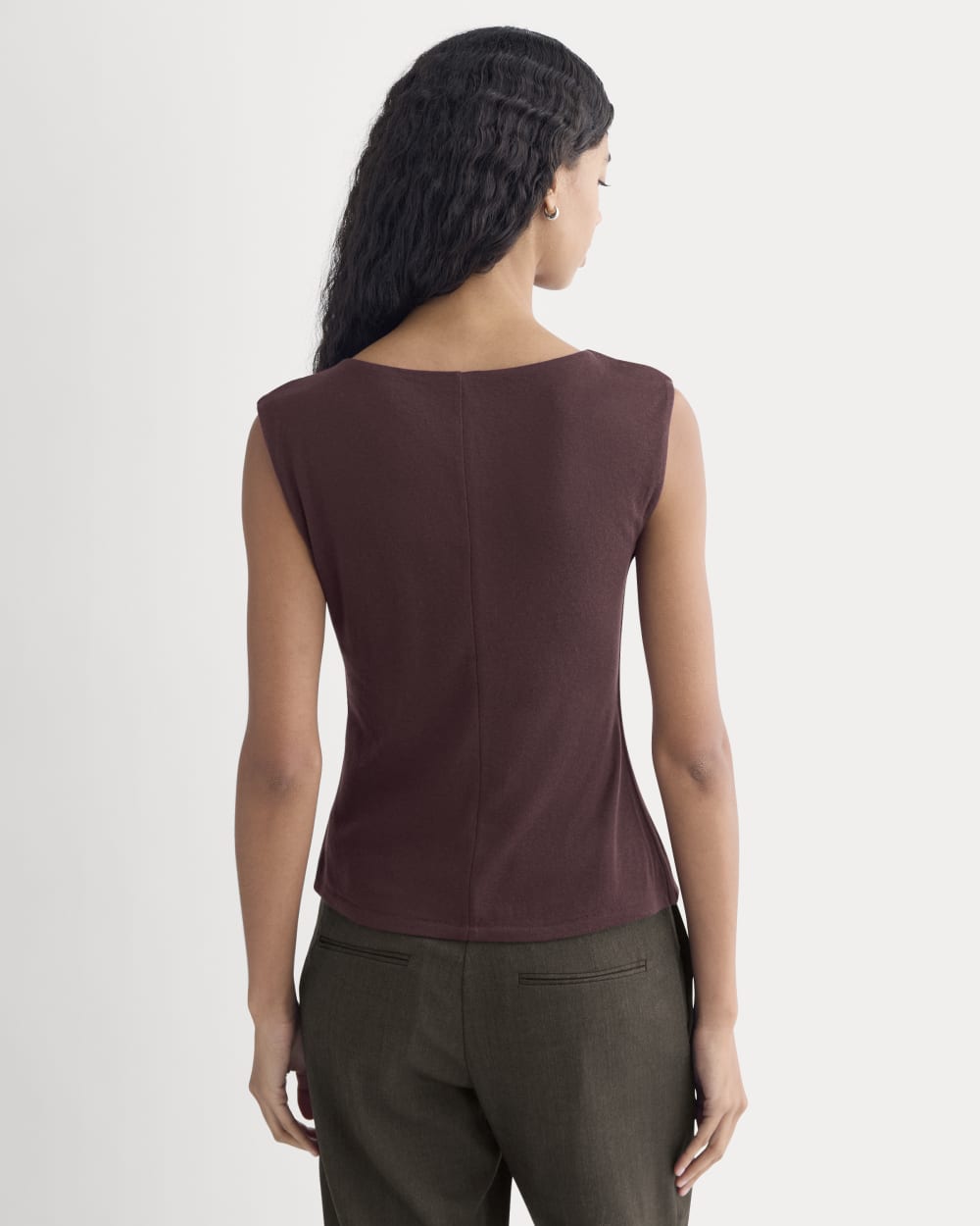 Sleeveless Button-Up in Butterluxe in Deep Plum — detail view