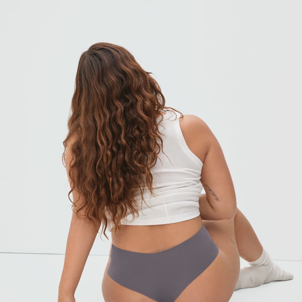 The Invisible High-Rise Thong in Plum Grey — detail view