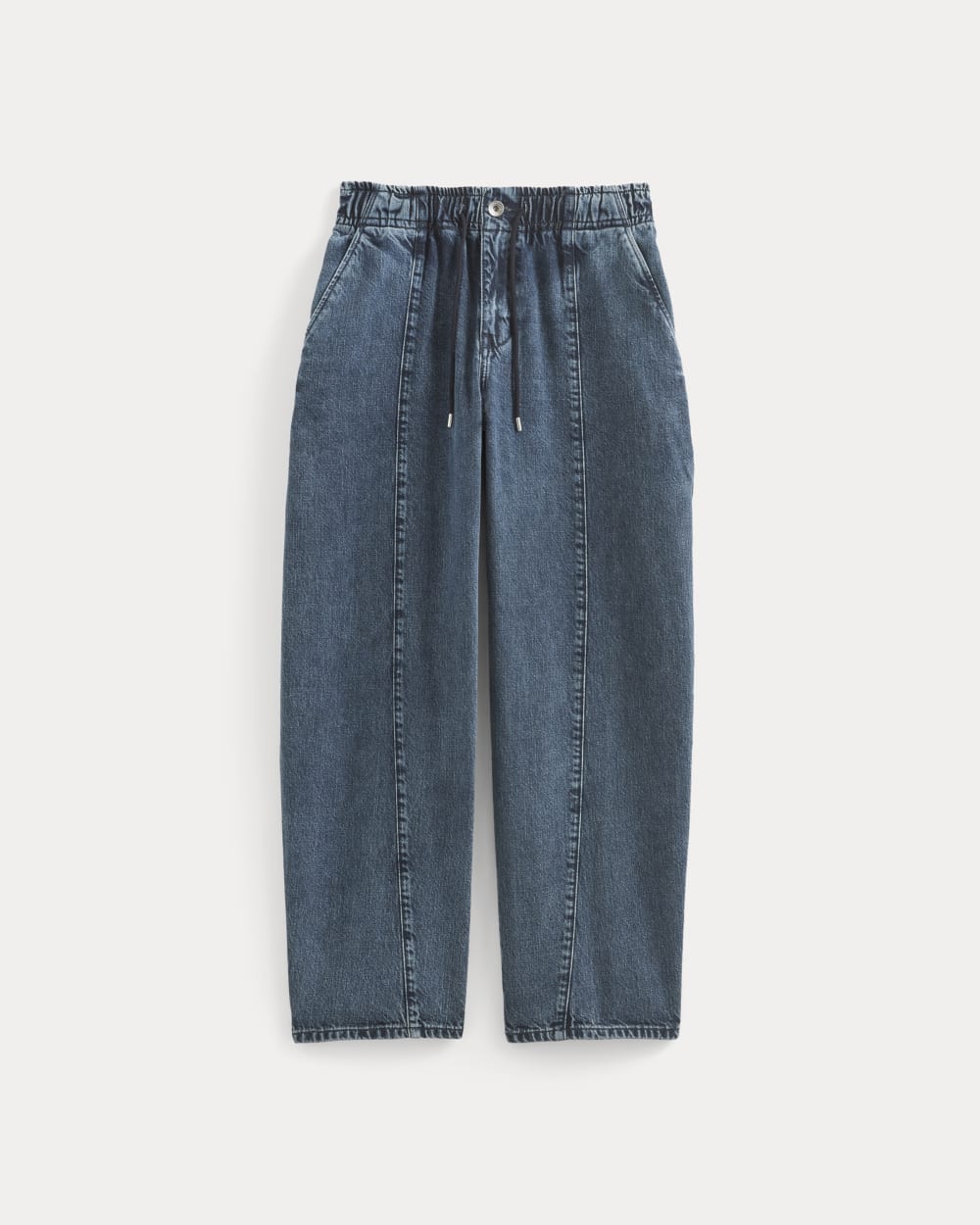 The Drawstring Baggy Jean in Mid Indigo — alternate view