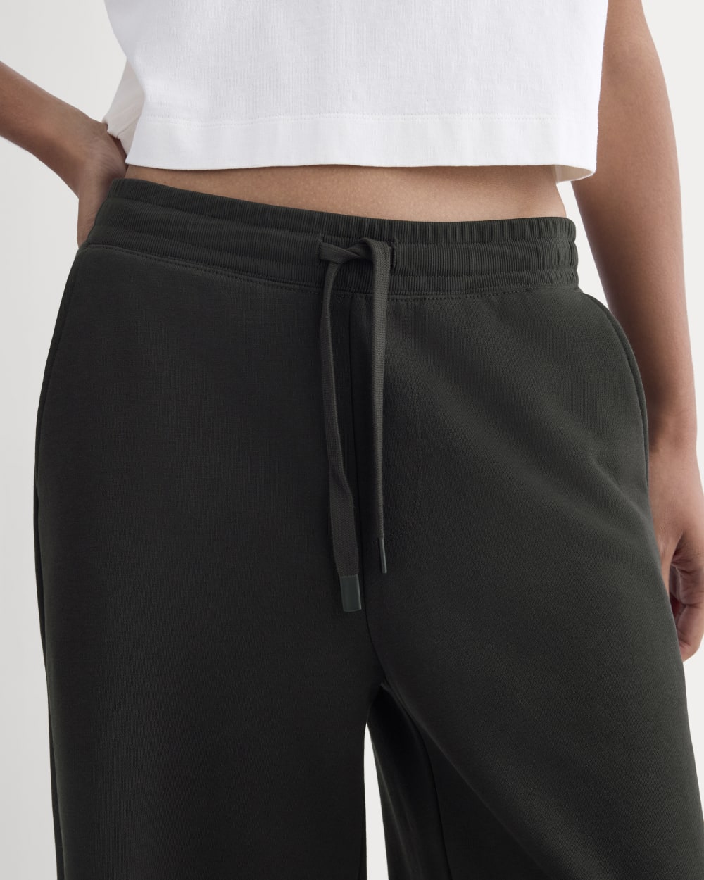 Luxe Fleece Wide-Leg Sweatpant in Black — detail view