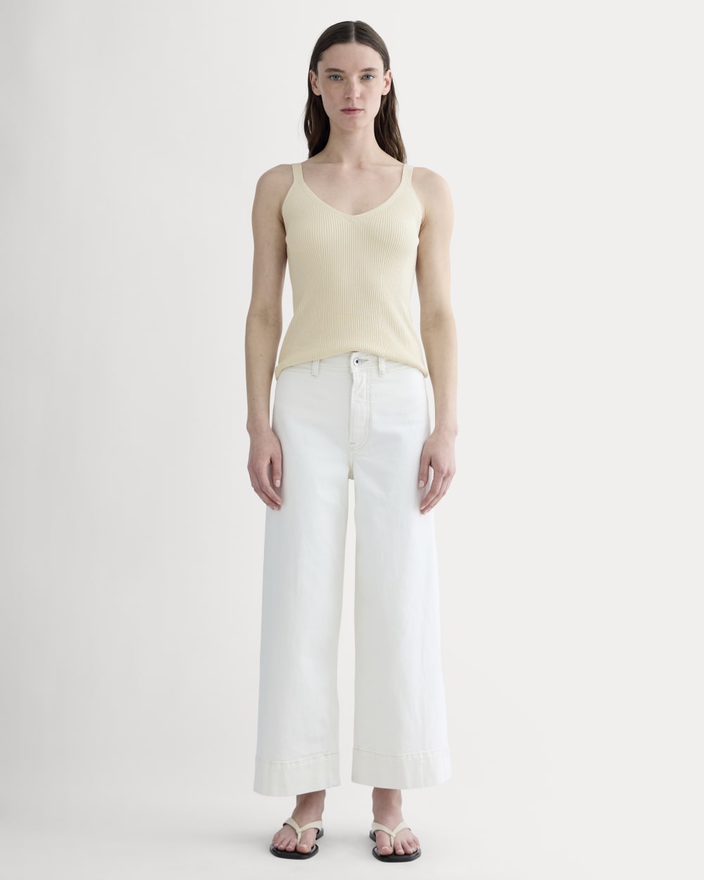The Mariner Cropped Jean in Calico Ecru — front view